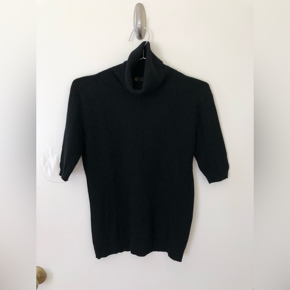 Black Loro Piana Shoet Sleeve Cashmere Sweater